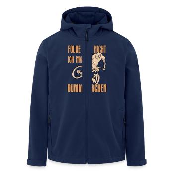 Mountainbiker FOLGE MIR NICHT MACHE DUMME SACHEN - Recycelte Männer Softshell-Jacke von Stanley/Stella - Navy - Vorne - AI Model Male 185 light (185cm)