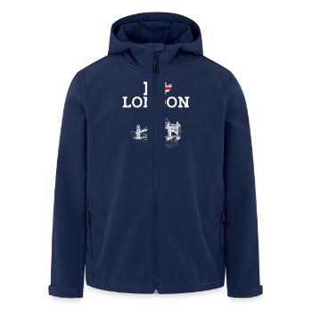 Ich liebe London Golden Gate Bridge Herz Flagge Wortspiel - Recycelte Männer Softshell-Jacke von Stanley/Stella - Navy - Vorne - AI Model Male 185 light (185cm)