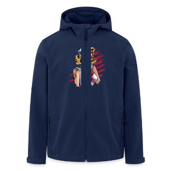 Retro pin-up in navy look with American - Men’s Recycled Softshell Jacket by Stanley/Stella - navy - Front - AI Model Male 185 light (185cm)