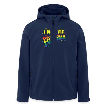 Texte arc-en-ciel : Mon prépuce me manque - Veste softshell homme en polyester recyclé Stanley/Stella - marine - Devant - AI Model Male 185 light (185cm)