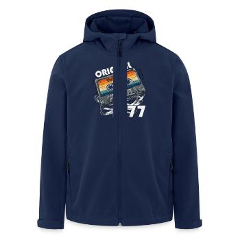 Cassette 48ème Anniversaire Avril Vintage 1977 - Veste softshell homme en polyester recyclé Stanley/Stella - marine - Devant - AI Model Male 185 light (185cm)