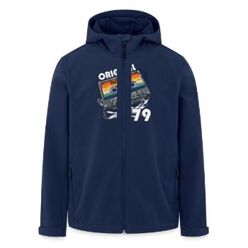 46th Birthday Original April Vintage 1979 - Men’s Recycled Softshell Jacket by Stanley/Stella - navy - Front - AI Model Male 185 light (185cm)