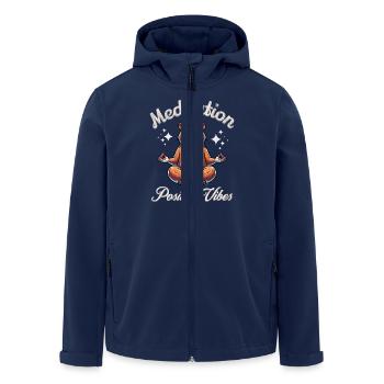 Capybara Méditation Yoga - Veste softshell homme en polyester recyclé Stanley/Stella - marine - Devant - AI Model Male 185 light (185cm)