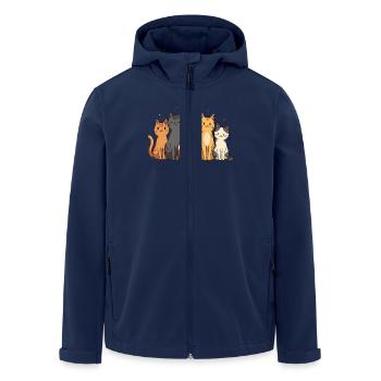 Cute Cartoon Cat Group Illustration - Men’s Recycled Softshell Jacket by Stanley/Stella - navy - Front - AI Model Male 185 light (185cm)