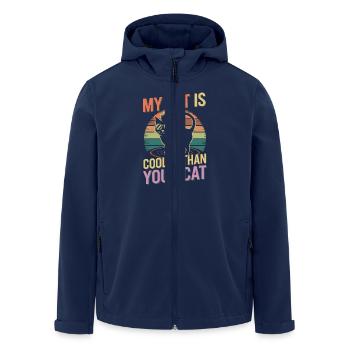 Mon chat est plus cool que ton chat Retro - Veste softshell homme en polyester recyclé Stanley/Stella - marine - Devant - AI Model Male 185 light (185cm)