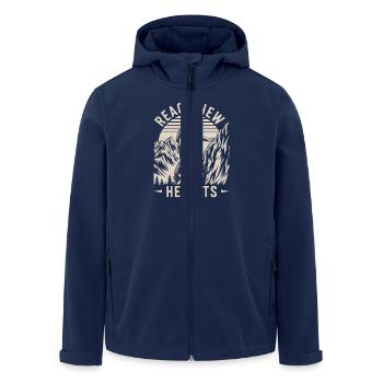 Reach new heights with Mountaineering Adventure - Men’s Recycled Softshell Jacket by Stanley/Stella - navy - Front - AI Model Male 185 light (185cm)