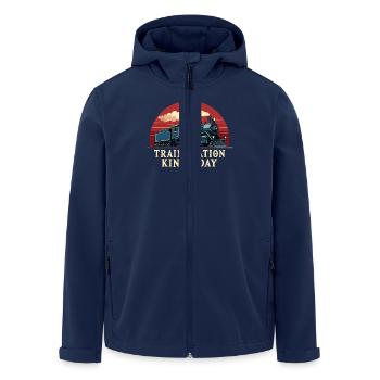 Train Ride -locomotive Adventure - Men’s Recycled Softshell Jacket by Stanley/Stella - navy - Front - AI Model Male 185 light (185cm)