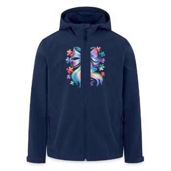 Colorful bow with puzzle pieces for creativity - Men’s Recycled Softshell Jacket by Stanley/Stella - navy - Front - AI Model Male 185 light (185cm)