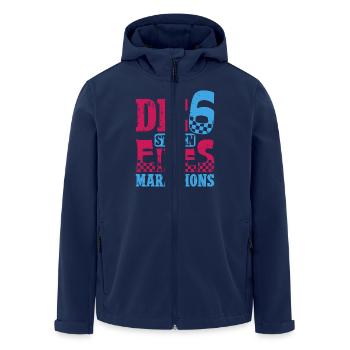 Läufer DIE 6 STUFEN EINES MARATHONS Laufen Lustig - Recycelte Männer Softshell-Jacke von Stanley/Stella - Navy - Vorne - AI Model Male 185 light (185cm)