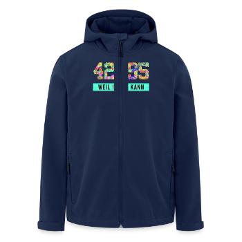 Läufer 42.195 WEIL ICH ES KANN Laufen Lustiges - Recycelte Männer Softshell-Jacke von Stanley/Stella - Navy - Vorne - AI Model Male 185 light (185cm)