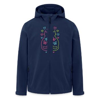 Colorful pair of cats with hearts butterflies - Men’s Recycled Softshell Jacket by Stanley/Stella - navy - Front - AI Model Male 185 light (185cm)