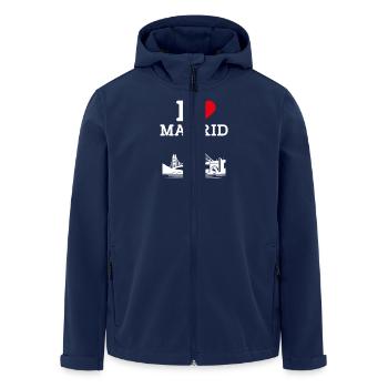 I Love Madrid Herz Flagge Spanien Golden Gate Brücke - Recycelte Männer Softshell-Jacke von Stanley/Stella - Navy - Vorne - AI Model Male 185 light (185cm)