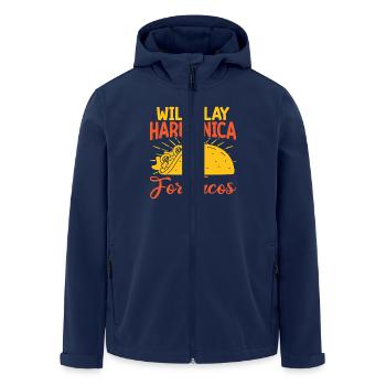 Funny Harmonica Player Will Play For Tacos - Men’s Recycled Softshell Jacket by Stanley/Stella - navy - Front - AI Model Male 185 light (185cm)