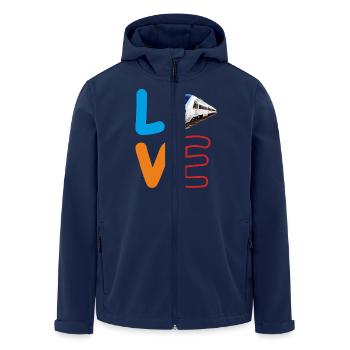 LOVE BAHN ZUG - Recycelte Männer Softshell-Jacke von Stanley/Stella - Navy - Vorne - AI Model Male 185 light (185cm)
