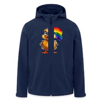 DUCK RAINBOW FLAG - Men’s Recycled Softshell Jacket by Stanley/Stella - navy - Front - AI Model Male 185 light (185cm)