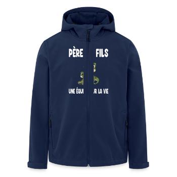 Vater und Sohn Dinosaurier T-Rex Vater Vatertag - Recycelte Männer Softshell-Jacke von Stanley/Stella - Navy - Vorne - AI Model Male 185 light (185cm)