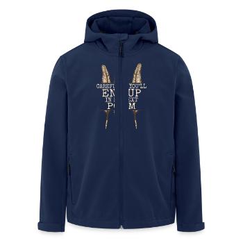 Be careful or you'll end up in my neighbor - Men’s Recycled Softshell Jacket by Stanley/Stella - navy - Front - AI Model Male 185 light (185cm)
