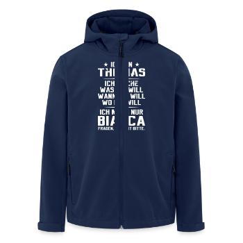Ich bin Thomas und mache was ich will | Sarkasmus - Recycelte Männer Softshell-Jacke von Stanley/Stella - Navy - Vorne - AI Model Male 185 light (185cm)