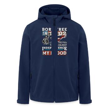 Né libre en 2002 - 23 ans de patriotisme et de - Veste softshell homme en polyester recyclé Stanley/Stella - marine - Devant - AI Model Male 185 light (185cm)