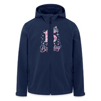 15th Birthday Crown Star Glitter Design - Men’s Recycled Softshell Jacket by Stanley/Stella - navy - Front - AI Model Male 185 light (185cm)