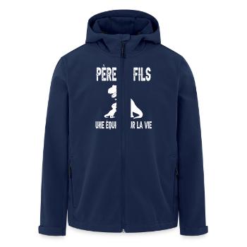 Vater und Sohn Dinosaurier T-Rex Vater Vatertag - Recycelte Männer Softshell-Jacke von Stanley/Stella - Navy - Vorne - AI Model Male 185 light (185cm)