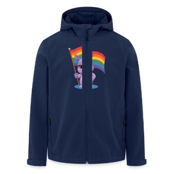 Niedliches Nashorn Mit Regenbogenfahne - Recycelte Männer Softshell-Jacke von Stanley/Stella - Navy - Vorne - AI Model Male 185 light (185cm)