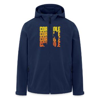 Cornhole Spieler Vintage Silhouette Design - Recycelte Männer Softshell-Jacke von Stanley/Stella - Navy - Vorne - AI Model Male 185 light (185cm)