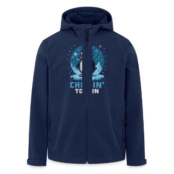Chillin to Win Pixel Penguin - Recycelte Männer Softshell-Jacke von Stanley/Stella - Navy - Vorne - AI Model Male 185 light (185cm)