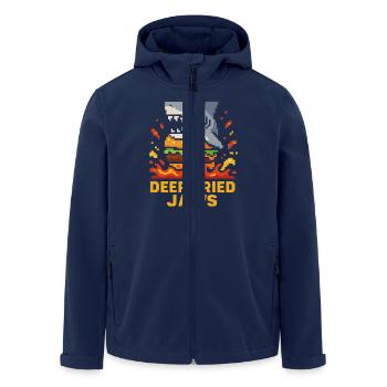 Deep Fried Jaws Pixel Shark Burger - Men’s Recycled Softshell Jacket by Stanley/Stella - navy - Front - AI Model Male 185 light (185cm)