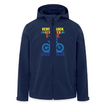 RENTE ESSEN SCHLAFEN E-BIKE WIEDERHOLEN Lustiges - Recycelte Männer Softshell-Jacke von Stanley/Stella - Navy - Vorne - AI Model Male 185 light (185cm)
