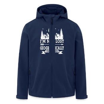 I'm not lost, I'm geographically - Men’s Recycled Softshell Jacket by Stanley/Stella - navy - Front - AI Model Male 185 light (185cm)