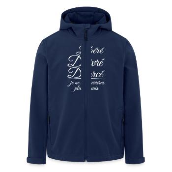 Libéré délivré divorcé, cadeau divorcé, divorce - Veste softshell homme en polyester recyclé Stanley/Stella - marine - Devant - AI Model Male 185 light (185cm)
