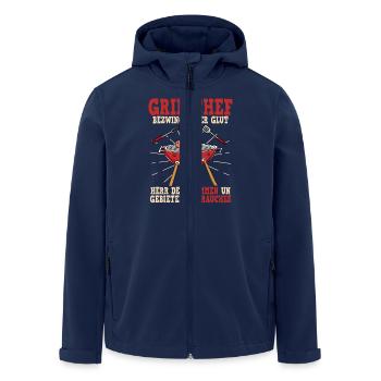 Grillchef Bezwinger Der Glut Herr Der Flammen - Recycelte Männer Softshell-Jacke von Stanley/Stella - Navy - Vorne - AI Model Male 185 light (185cm)