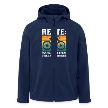 Opa RENTE ESSEN SCHLAFEN E-BIKE WIEDERHOLEN Lustig - Recycelte Männer Softshell-Jacke von Stanley/Stella - Navy - Vorne - AI Model Male 185 light (185cm)