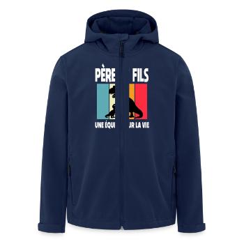 Father and Son T-Rex Vintage Dinosaur Father's Day - Men’s Recycled Softshell Jacket by Stanley/Stella - navy - Front - AI Model Male 185 light (185cm)
