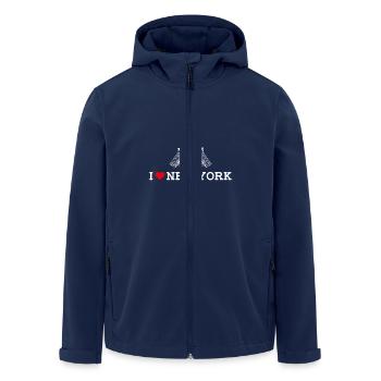 New York Liebhaber Vereinigte Staaten Herz Flagge Turm Wortspiel - Recycelte Männer Softshell-Jacke von Stanley/Stella - Navy - Vorne - AI Model Male 185 light (185cm)