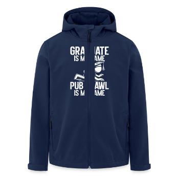 Tournée des bars, tournée des bars, tournée des bars, saut des chiots - Veste softshell homme en polyester recyclé Stanley/Stella - marine - Devant - AI Model Male 185 light (185cm)