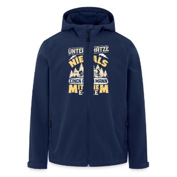 EBike UNTERSCHÄTZE NIE EINEN ALTEN MANN MIT E-BIKE - Recycelte Männer Softshell-Jacke von Stanley/Stella - Navy - Vorne - AI Model Male 185 light (185cm)