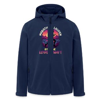 Läuferin MARATHON LAUFEN IST MEINE LEIDENSCHAFT - Recycelte Männer Softshell-Jacke von Stanley/Stella - Navy - Vorne - AI Model Male 185 light (185cm)