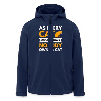 Funny Cat Saying Cat Owner - Men’s Recycled Softshell Jacket by Stanley/Stella - navy - Front - AI Model Male 185 light (185cm)