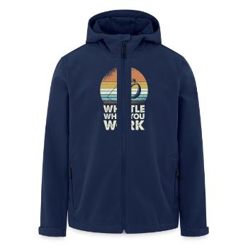 Whistle While You Work Motif Retro - Men’s Recycled Softshell Jacket by Stanley/Stella - navy - Front - AI Model Male 185 light (185cm)