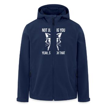 Sarkastische Katze Not Judging You Scratch That - Recycelte Männer Softshell-Jacke von Stanley/Stella - Navy - Vorne - AI Model Male 185 light (185cm)