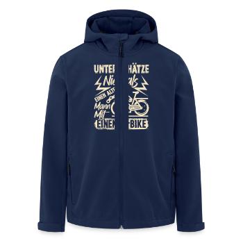 EBike UNTERSCHÄTZE NIE EINEN ALTEN MANN MIT E-BIKE - Recycelte Männer Softshell-Jacke von Stanley/Stella - Navy - Vorne - AI Model Male 185 light (185cm)