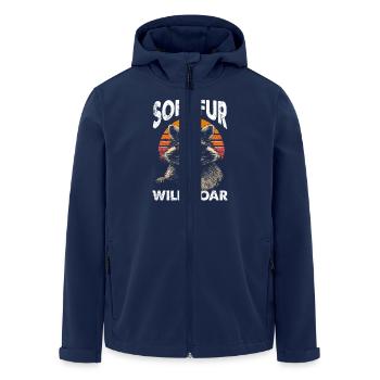 Lustige niedliche wilde Waschbär Meme - Recycelte Männer Softshell-Jacke von Stanley/Stella - Navy - Vorne - AI Model Male 185 light (185cm)