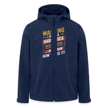 Achtung Ich Habe Eine Mundharmonika Und Weiß Wie - Recycelte Männer Softshell-Jacke von Stanley/Stella - Navy - Vorne - AI Model Male 185 light (185cm)