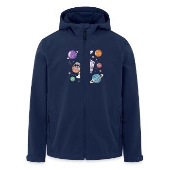 Easter Bunny Astronaut in Space with Planets - Men’s Recycled Softshell Jacket by Stanley/Stella - navy - Front - AI Model Male 185 light (185cm)