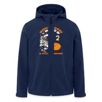 Mission accomplished I am now 2 years old - Men’s Recycled Softshell Jacket by Stanley/Stella - navy - Front - AI Model Male 185 light (185cm)