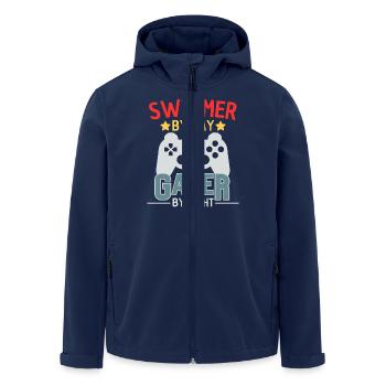 Schwimmer Gamer lustiges Schwimm Design - Recycelte Männer Softshell-Jacke von Stanley/Stella - Navy - Vorne - AI Model Male 185 light (185cm)