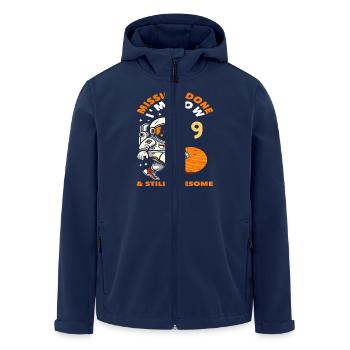 Mission accomplished I am now 9 years old - Men’s Recycled Softshell Jacket by Stanley/Stella - navy - Front - AI Model Male 185 light (185cm)