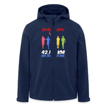 Läufer MARATHON BIS ZUR EKSTASE Laufen Lustig - Recycelte Männer Softshell-Jacke von Stanley/Stella - Navy - Vorne - AI Model Male 185 light (185cm)